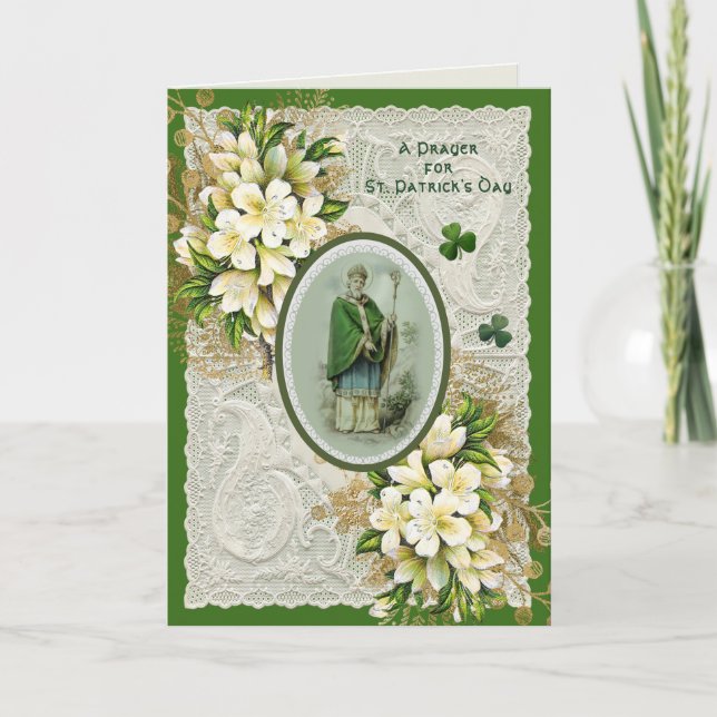 Cartes Pour Fêtes Annuelles Religieux St. Patricks Day Prière Shamrock irlanda (Devant)