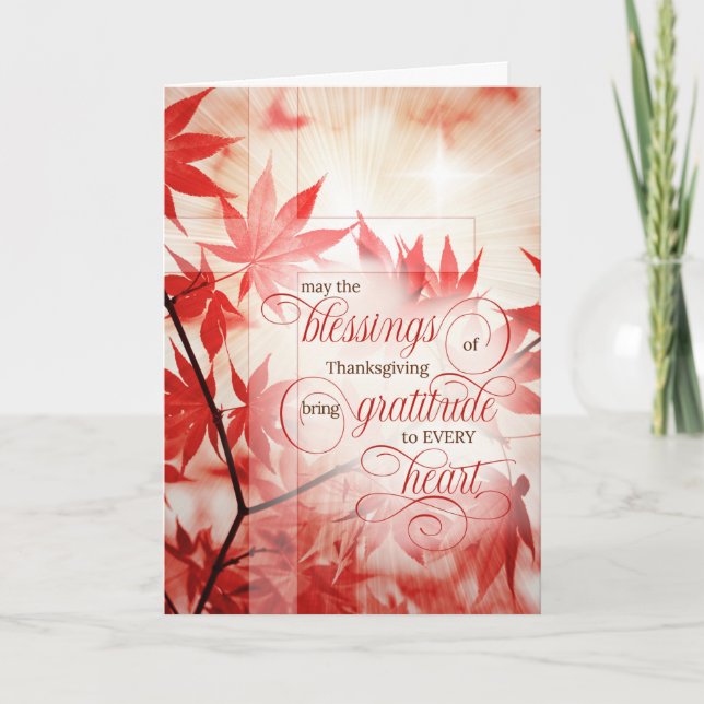 Cartes Pour Fêtes Annuelles Religieux Thanksgiving Maple Feuilles et chrétien (Devant)