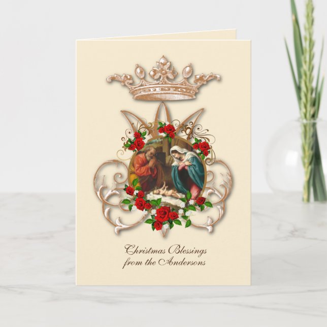 Cartes Pour Fêtes Annuelles Religieux Vierge Marie Nativité Saint Joseph Jésus (Devant)