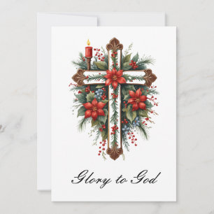 Cartes Pour Fêtes Annuelles Religion simple Croix chrétienne Noël Jésus
