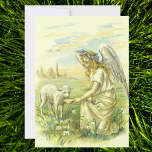 Cartes Pour Fêtes Annuelles Religion vintage, Ange de Pâques victorien avec ag