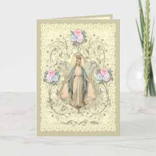 Cartes Pour Fêtes Annuelles Religion Virgin Mary Jésus Catholic Roses