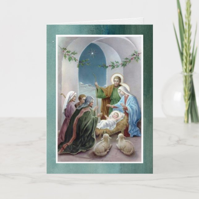 Cartes Pour Fêtes Annuelles Religious Christmas Cards | Let Us Adore (Devant)