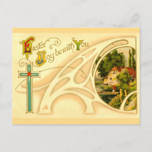 Cartes Pour Fêtes Annuelles Religious Easter with Cross & Vignette