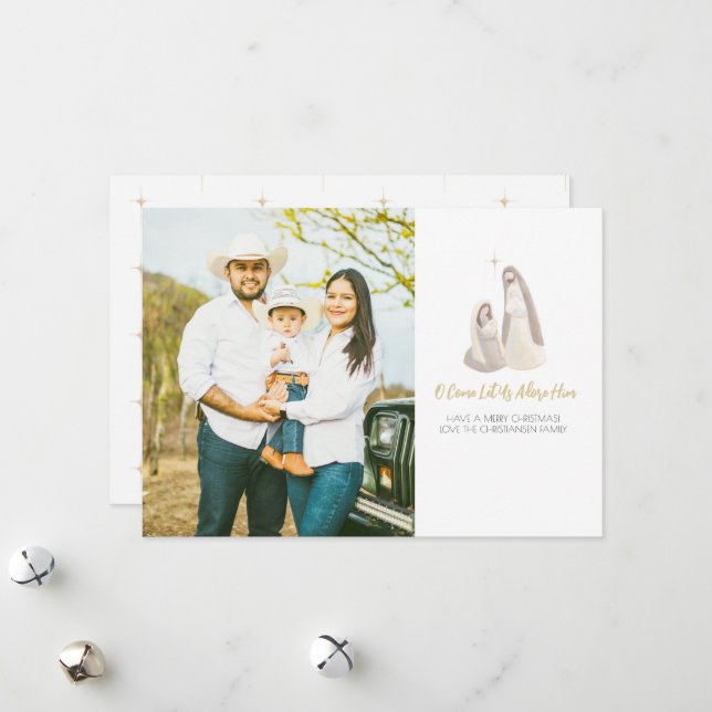 Cartes Pour Fêtes Annuelles Religious Nativity 1 Photo Christmas Card (Devant/Arrière en situation)