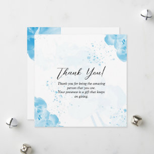 Cartes Pour Fêtes Annuelles Remerciement Floral Élégant Bleu Clair