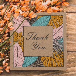 Cartes Pour Fêtes Annuelles Remerciement Kraft Floral Moderne 