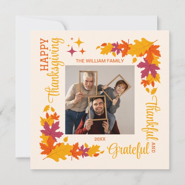 Cartes Pour Fêtes Annuelles Remerciements à l'automne congé Thanksgiving Photo (Devant)