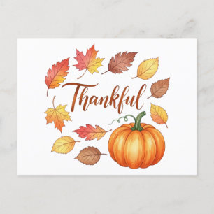 Cartes Pour Fêtes Annuelles Remerciements Citrouille et feuilles d'automne