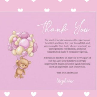 Cartes Pour Fêtes Annuelles Remerciements pour la baby shower de notre petite