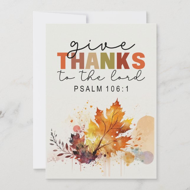Cartes Pour Fêtes Annuelles Remerciez le Seigneur Thanksgiving Bible Flat (Devant)