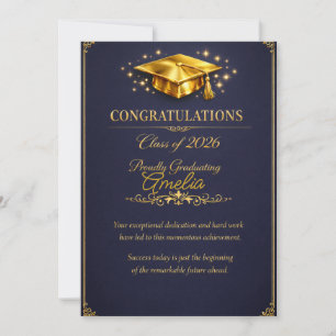 Cartes Pour Fêtes Annuelles Remise des diplômes de la promotion élégante en or