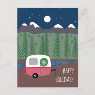 Cartes Pour Fêtes Annuelles Remorque Camper de vacances dans les montagnes
