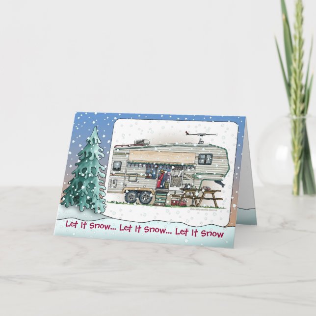 Cartes Pour Fêtes Annuelles Remorque Camper Vintage 5e roues Cute RV (Devant)