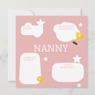 Cartes Pour Fêtes Annuelles Remplissez le blanc Nanny Mother's day