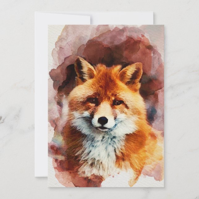 Cartes Pour Fêtes Annuelles renard aquarelle (Devant)