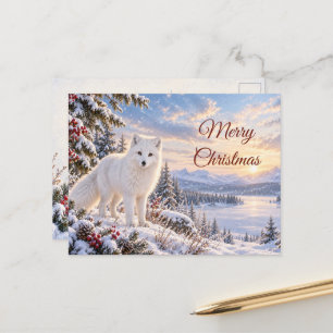 Cartes Pour Fêtes Annuelles Renard arctique de Noël Paysage hivernal enneigé m
