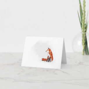 Cartes Pour Fêtes Annuelles Renard de Noël assis dans la neige