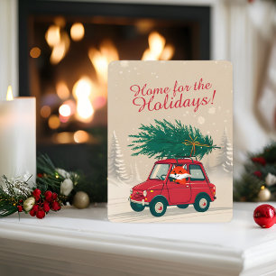 Cartes Pour Fêtes Annuelles Renard de voiture rouge Whimsical apportant la fêt