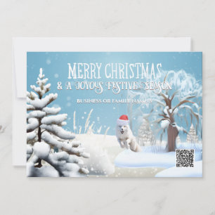 Cartes Pour Fêtes Annuelles Renard des neiges portant chapeau santa forêt hive