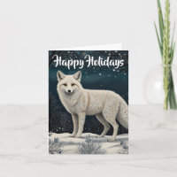 Renard d'hiver blanc rétro élégant
