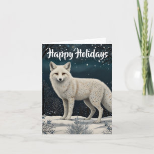 Cartes Pour Fêtes Annuelles Renard d'hiver blanc rétro élégant