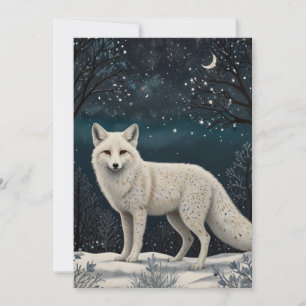 Cartes Pour Fêtes Annuelles Renard d'hiver blanc rétro élégant