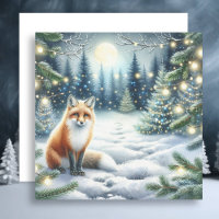 Renard d'hiver dans une forêt lunaire Noël