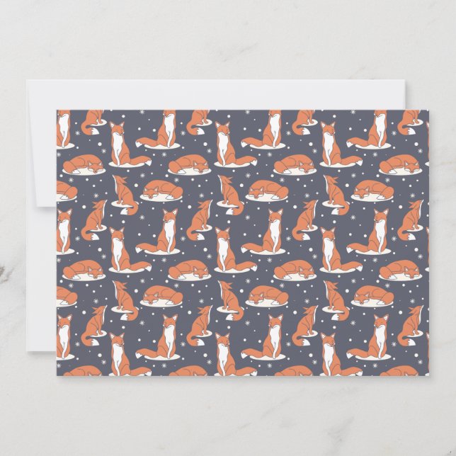 Cartes Pour Fêtes Annuelles Renard d'hiver élégant Nuit enneigée (Devant)