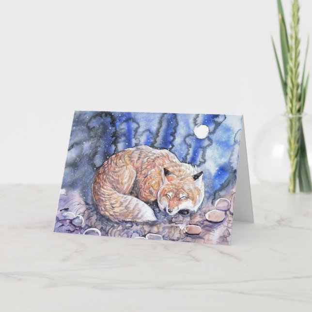 Cartes Pour Fêtes Annuelles Renard d'hiver endormi (Devant)