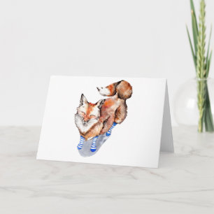 Cartes Pour Fêtes Annuelles Renard en Chaussettes