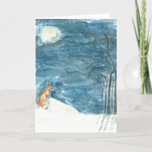 Cartes Pour Fêtes Annuelles renard en hiver