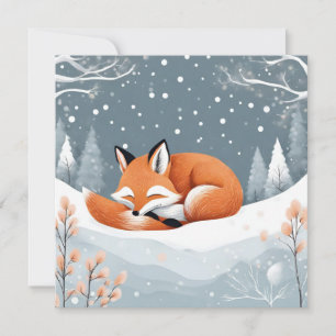 Cartes Pour Fêtes Annuelles Renard Endormi Dans La Neige Noël Nature Hiver