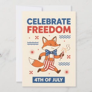 Cartes Pour Fêtes Annuelles Renard Patriotique Célébrer la Liberté 4 juillet É