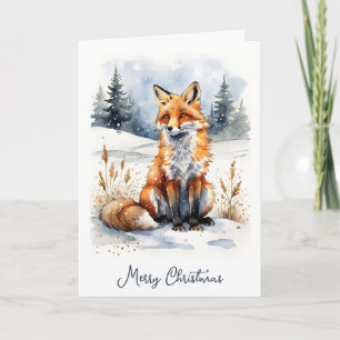 Cartes Pour Fêtes Annuelles Renard Rouge dans la Neige de Noël