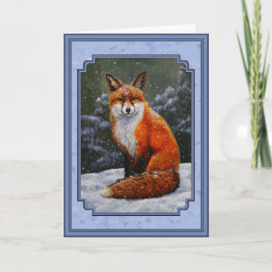 Cartes Pour Fêtes Annuelles Renard rouge mignon en neige hivernale