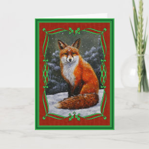 Cartes Pour Fêtes Annuelles Renard rouge mignon en neige hivernale