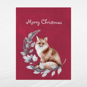 Cartes Pour Fêtes Annuelles Renard roux de Noël laisse l'aquarelle