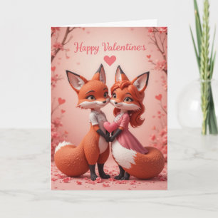 Cartes Pour Fêtes Annuelles Renard Valentin Mignon Animal de la Forêt Amour