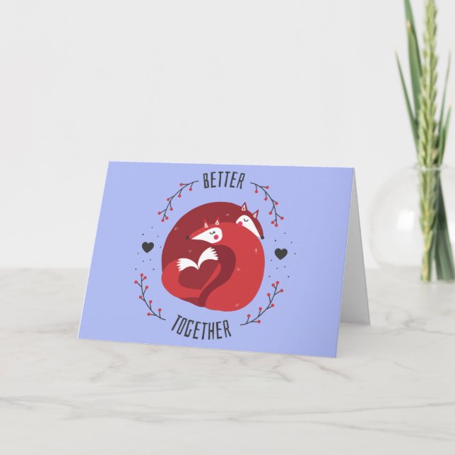 Cartes Pour Fêtes Annuelles Renards dans l'amour (Devant)