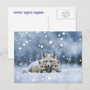 Cartes Pour Fêtes Annuelles Renards de Yule au solstice d'hiver dans la neige