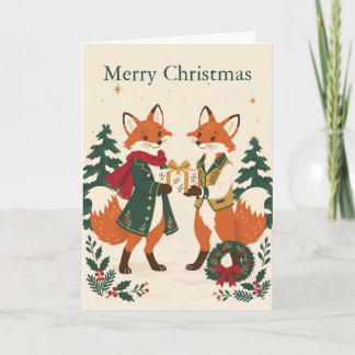 Cartes Pour Fêtes Annuelles Renards des bois de conte de fées échangeant des c