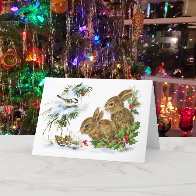 Cartes Pour Fêtes Annuelles Renards lapins de Noël et amis des bois de poulet (Créateur téléchargé)