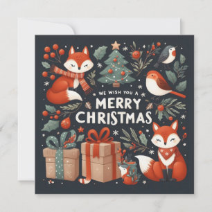 Cartes Pour Fêtes Annuelles Renards, Robins, Cadeaux Joyeux Noël