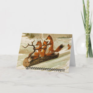Cartes Pour Fêtes Annuelles renards sur traîneau