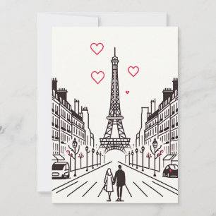 Cartes Pour Fêtes Annuelles Rencontre romantique à la Tour Eiffel - L'amour éc