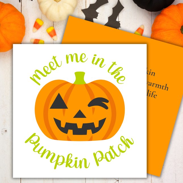 Cartes Pour Fêtes Annuelles Rencontrez-Moi Dans Le Patch Citrouille Fun & Cute (Meet Me In The Pumpkin Patch Fun & Cute Halloween Holiday Card)