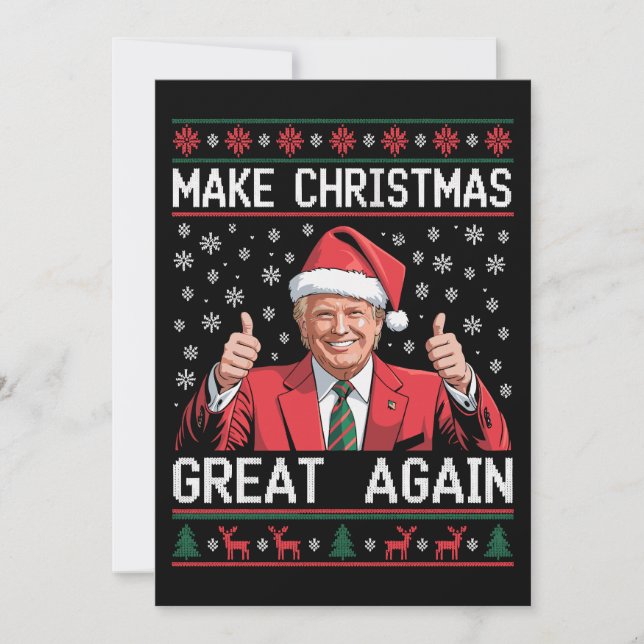 Cartes Pour Fêtes Annuelles Rendez Noël Great Again Xmas Trump Pyjama Moche (Devant)