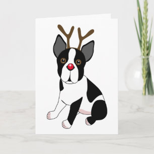 Cartes Pour Fêtes Annuelles Renne de Boston Terrier