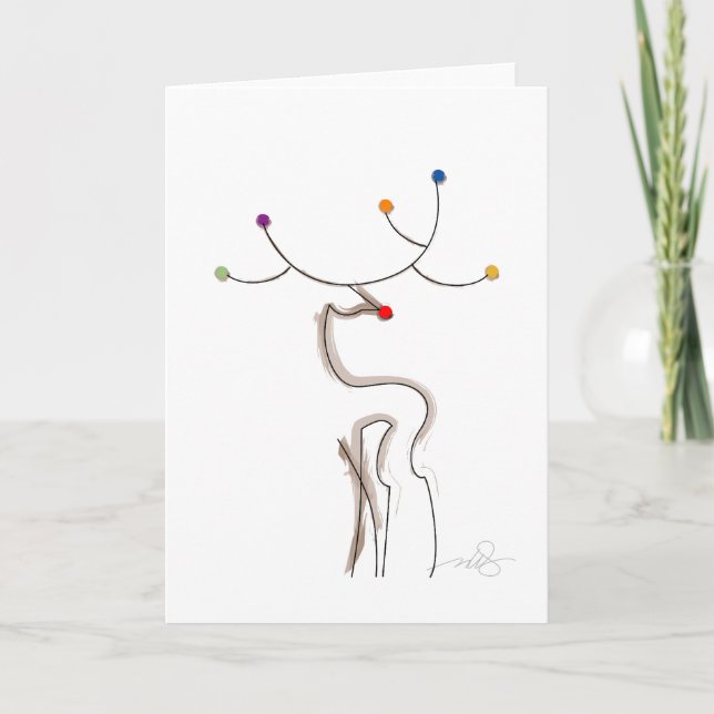 Cartes Pour Fêtes Annuelles Renne de Noël à nez rouge (Devant)